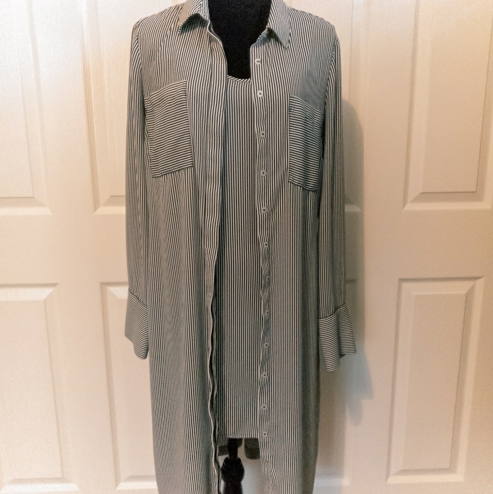 White House Black Market black white striped dress